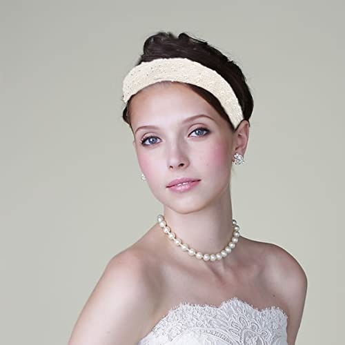 לופורו Pearl Headbands for Women, White Bling Bridal Headband Faux Pearl Rhinestones Hairbands Wide שיער חישוק פנינים-אלגנטי-פרל-ראש-להקת חתונה שיער-אביזרים-עבור-נשים-בנות